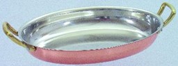 Bild von Ovale Servierplatte 30 cm - Kupfer/Edelstahl
