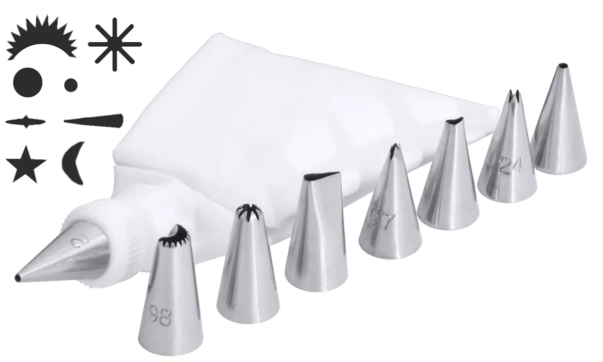 Bild von Minispritztüllen-Set mit, 8 Tüllen, Adapter und, Spritzbeutel  