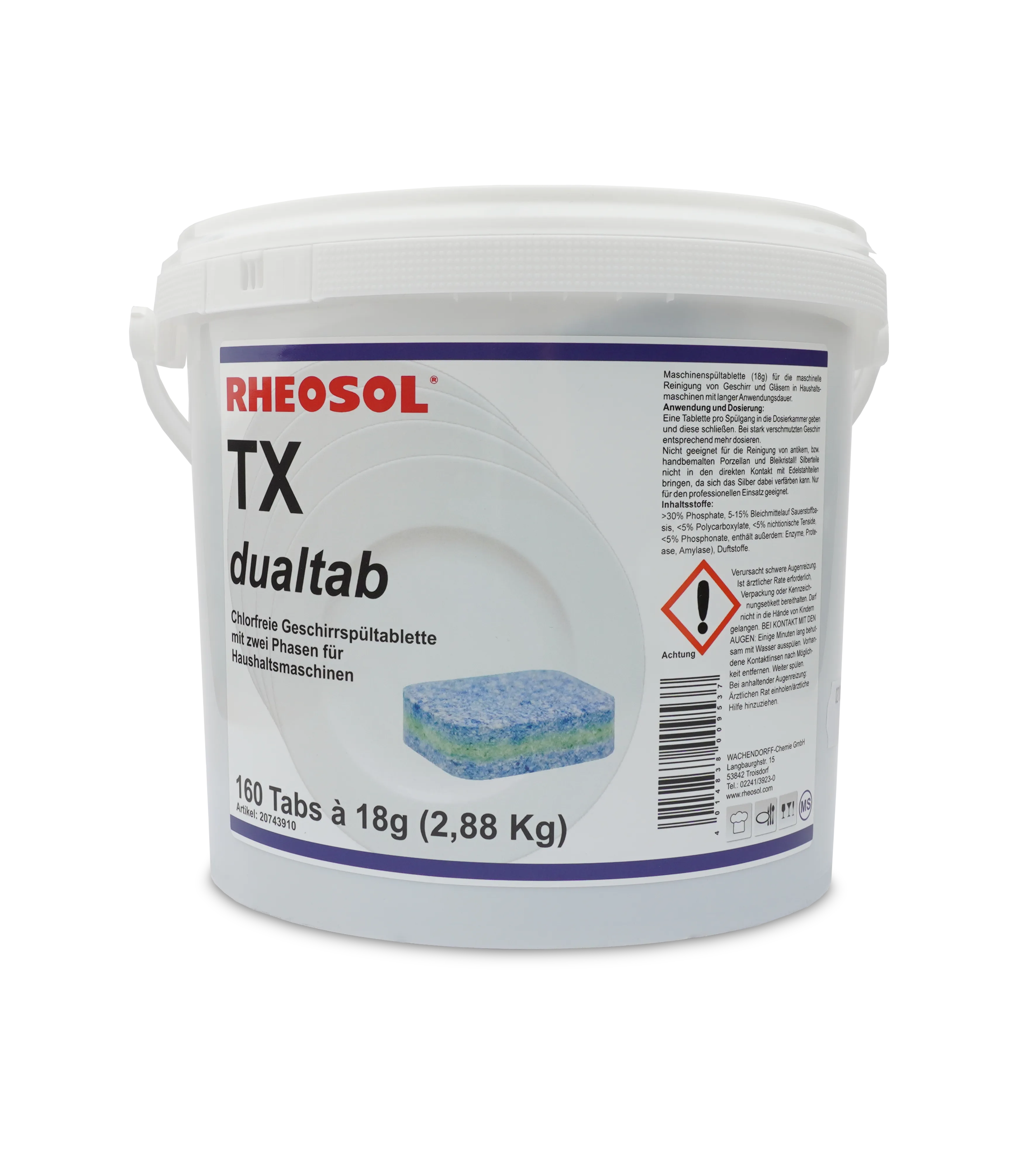 Bild von RHEOSOL-Maschinenspül TX dualtab Eimer 2,88 kg mit 160 Tabs à 18 g