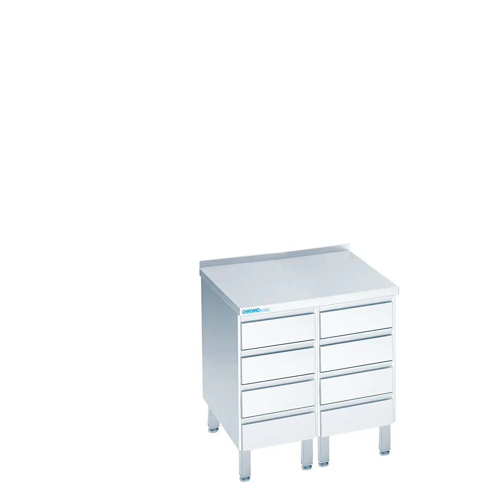 Bild von Schubladenblock mit 8 Schubladen, mit Tischplatte hinten auf - 800x600x850/900 mm