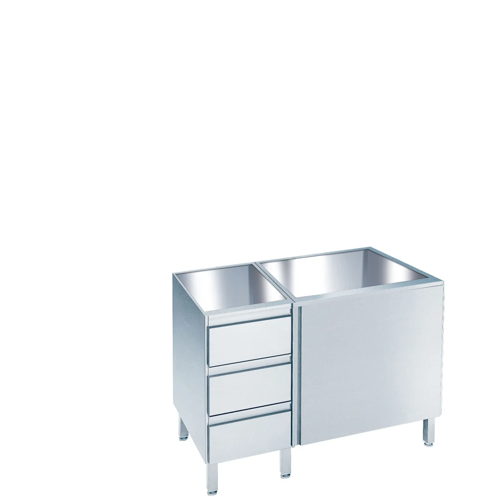 Bild von Arbeitsschrank mit Flügeltür und Schubladenblock links, ohne Tischplatte - 800x560(600)x800/850 mm