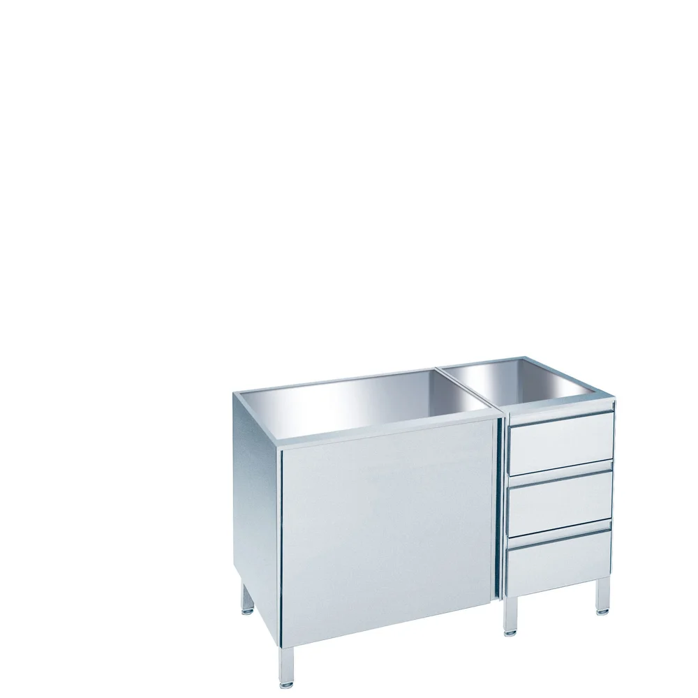 Bild von Arbeitsschrank mit Flügeltür und Schubladenblock rechts, ohne Tischplatte - 800x560(600)x800/850 mm