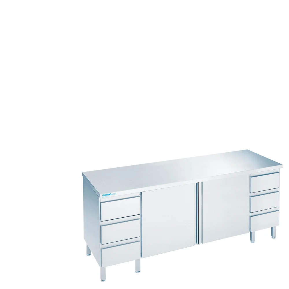 Bild von Arbeitsschrank offen mit Schubaldenblöcken, mit Tischplatte allseits ab - 2000x700x850/900 mm