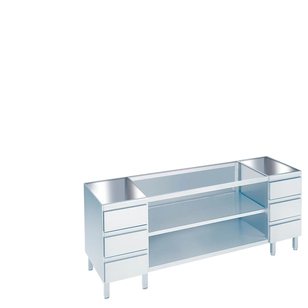 Bild von Arbeitsschrank offen mit Schubaldenblöcken, ohne Tischplatte - 1800x660(700)x800/850 mm