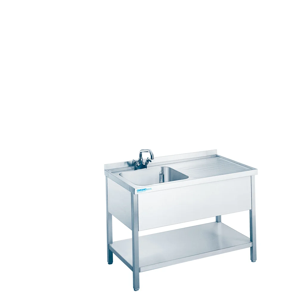Bild von Spültisch mit 1 Becken links und Zwischenboden - 1200x600x850/900 mm
