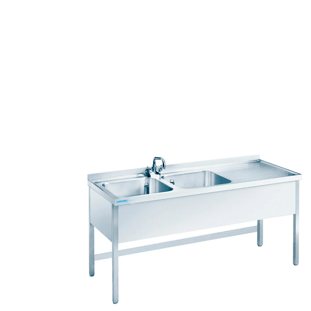 Bild von Spültisch mit 2 Becken links, offen - 1500x600x850/900 mm