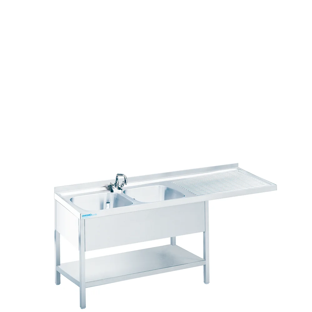 Bild von Spülcenter mit 2 Becken links und Zwischenboden - 1500x600x850/900 mm