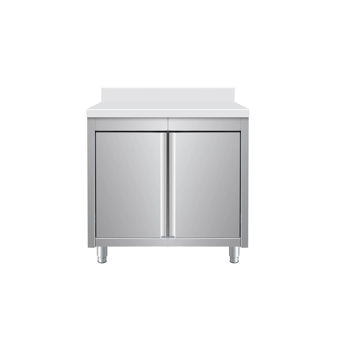 Bild von Arbeitsschrank aus Edelstahl, mit Aufkantung, 80 x 70