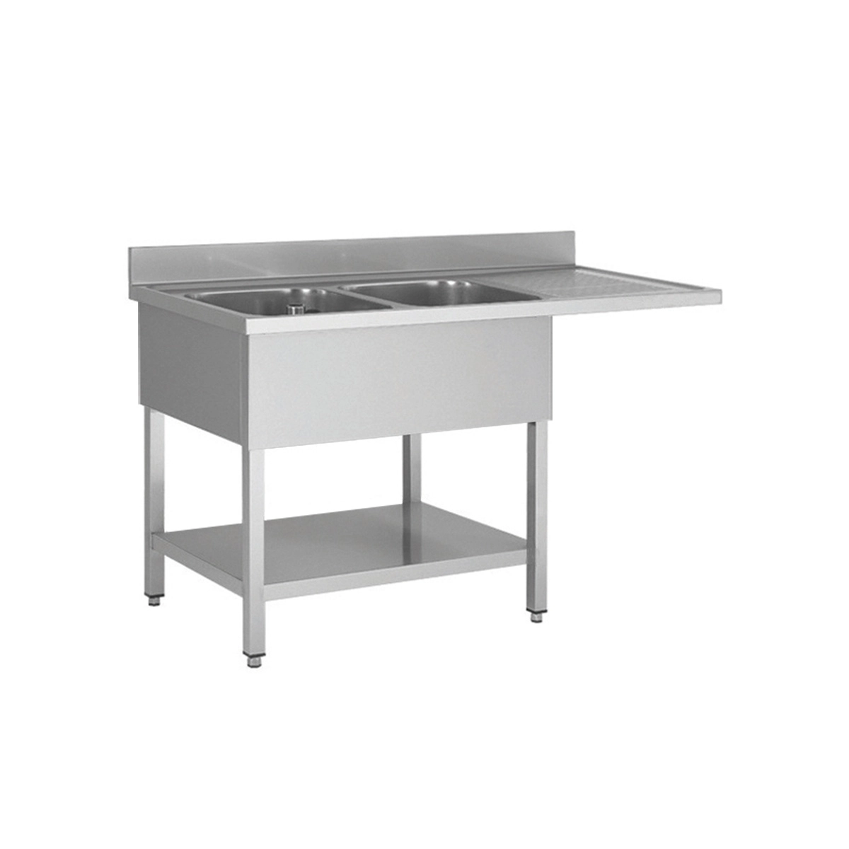 Bild von Spülcenter aus Edelstahl, zwei Becken links, 160 x 70