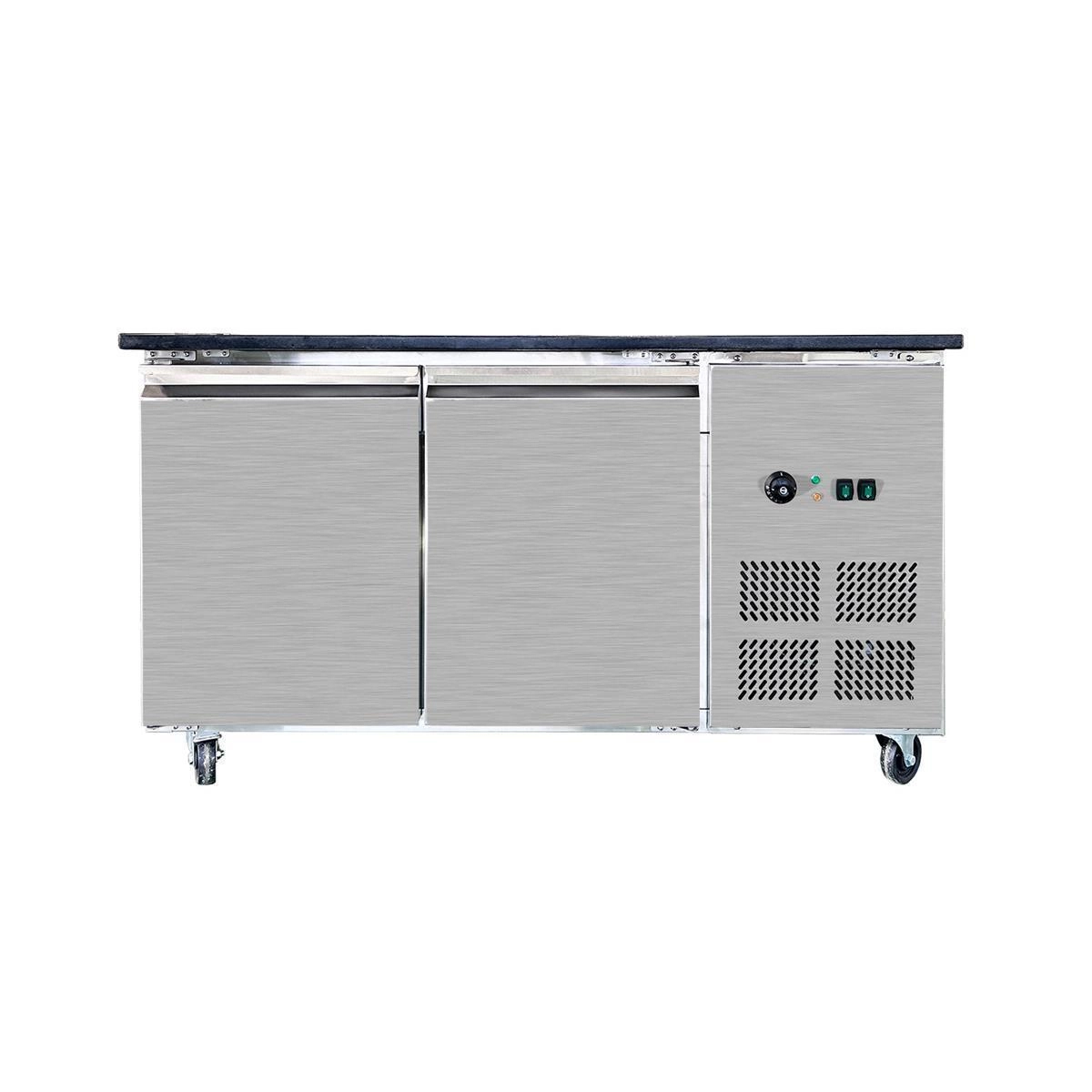 Bild von SNACK-Line Bain-Marie Theke 4x GN1/1, Granit Star Galaxy schwarz, 153x82x85,5 Glasaufbau Klarglas mit Zwischenablage, H=496mm