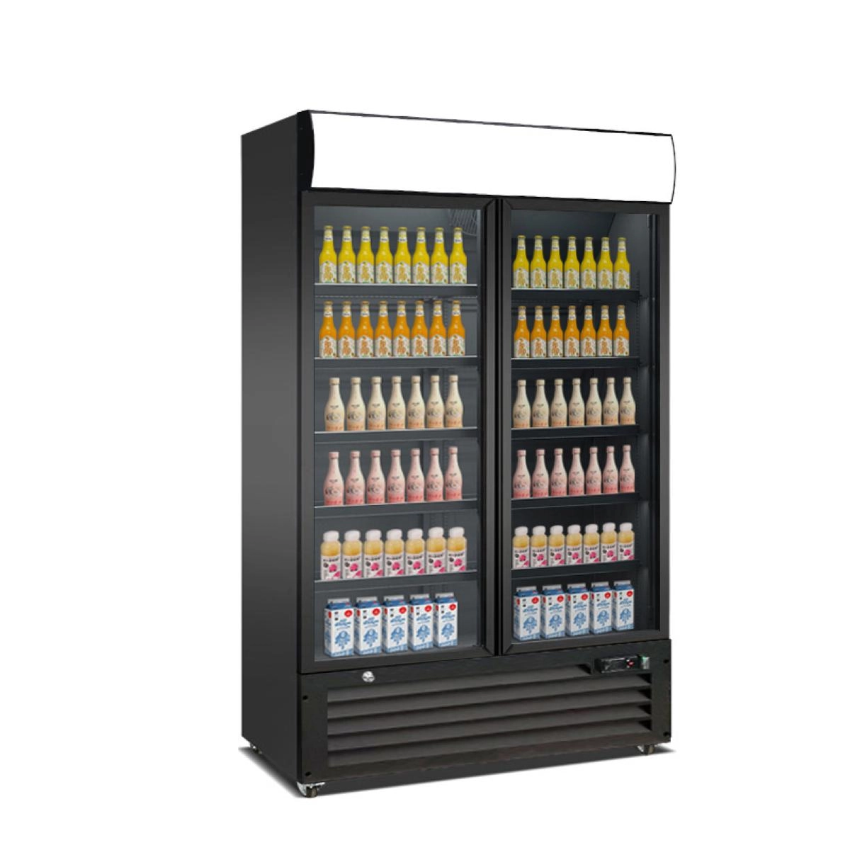 Bild von Getränkeühlschrank mit Display und 2 Flügeltüren 750 Liter | 1120x610x1975 mm | schwarz