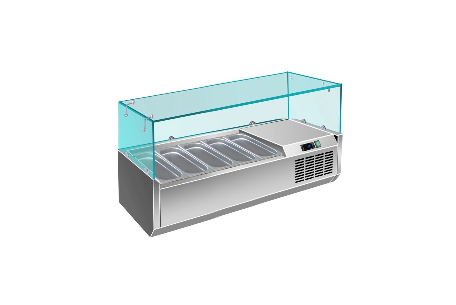 Bild von Pizzakühlaufsatz mit Glasaufsatz 5x 1/4 GN | 1200x335x460 mm
