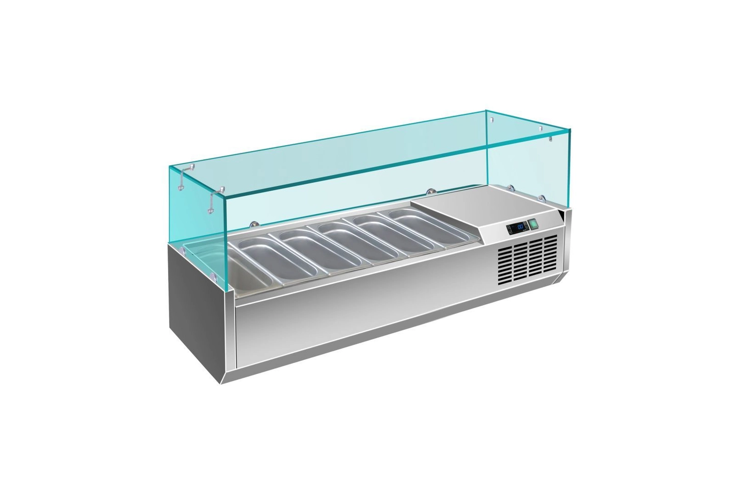 Bild von Pizzakühlaufsatz mit Glasaufsatz 6x 1/4 GN | 1400x335x460 mm