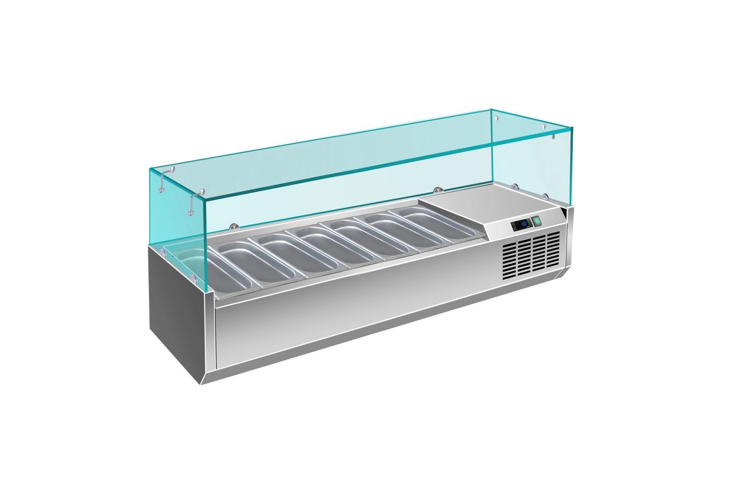 Bild von Pizzakühlaufsatz mit Glasaufsatz 6x 1/4 GN | 1500x335x460 mm