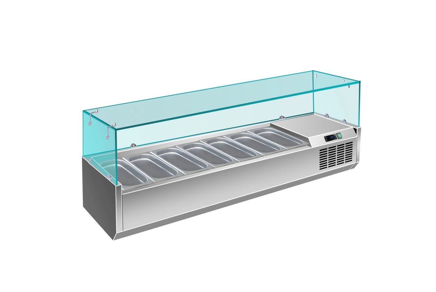 Bild von Pizzaühlaufsatz mit Glasaufsatz 7x 1/4 GN | 1600x335x460 mm
