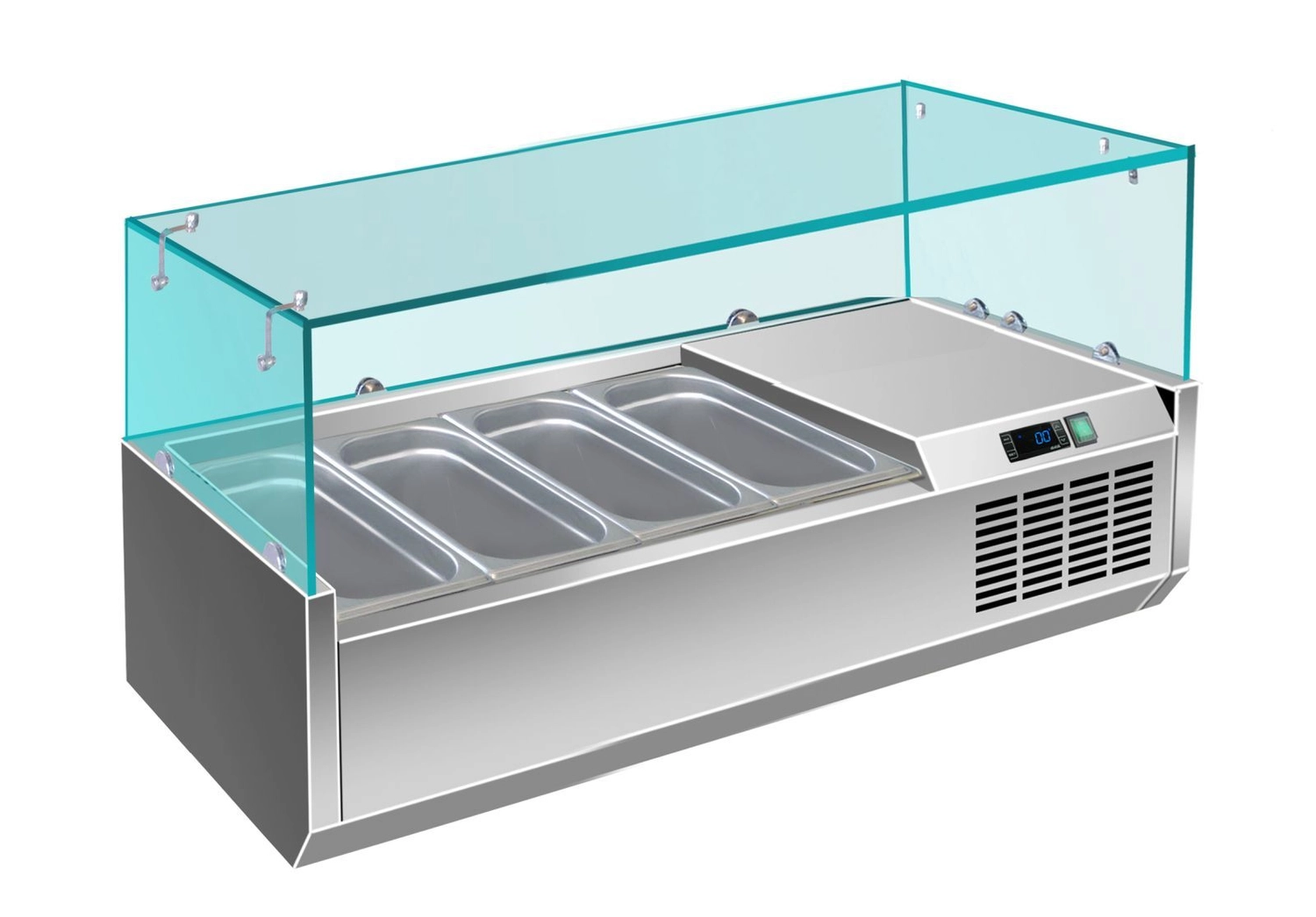 Bild von Pizzakühlaufsatz mit Glasaufsatz 4x 1/3 GN | 1200x335x460 mm