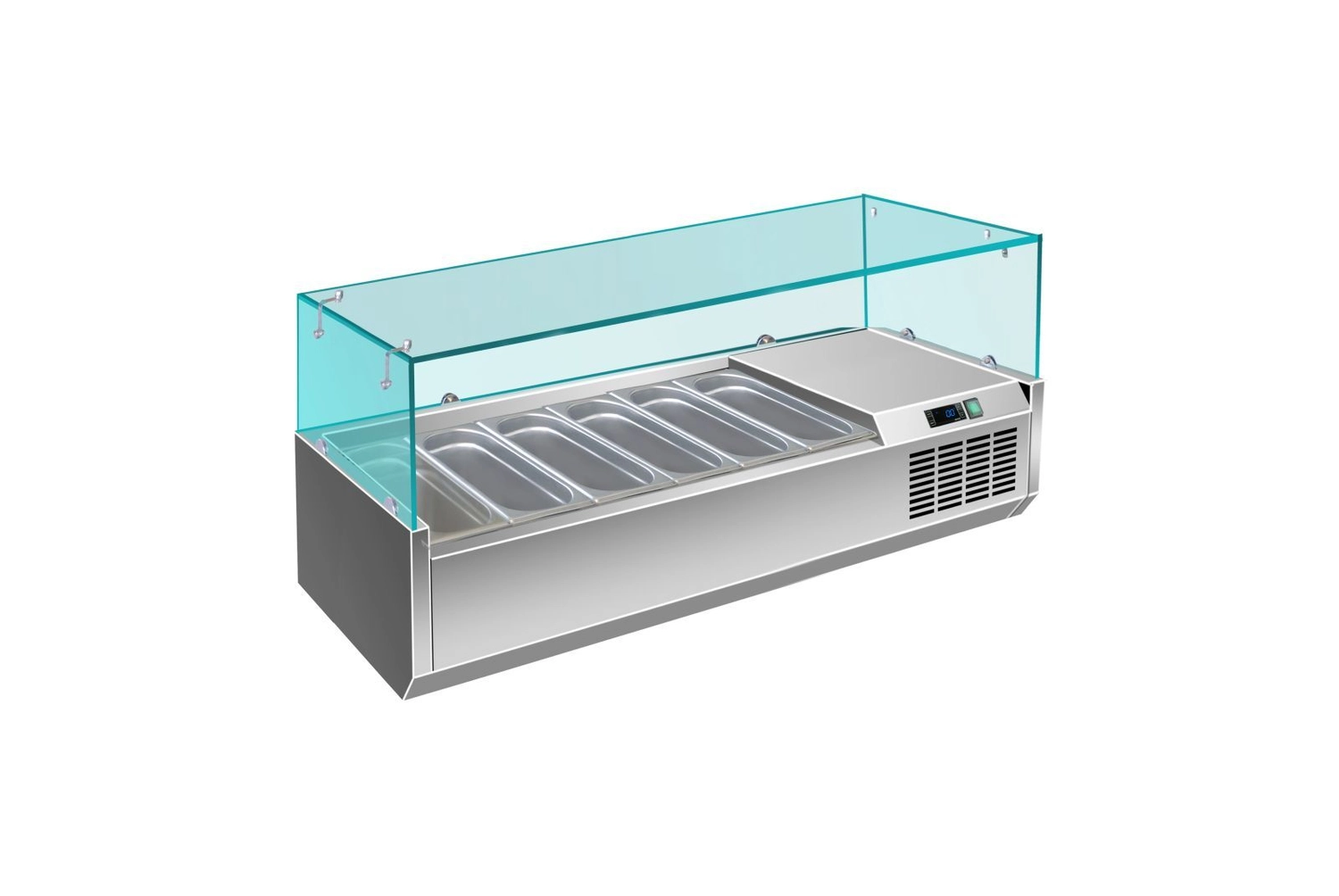 Bild von Pizzakühlaufsatz mit Glasaufsatz 6x 1/3 GN | 1400x335x460 mm