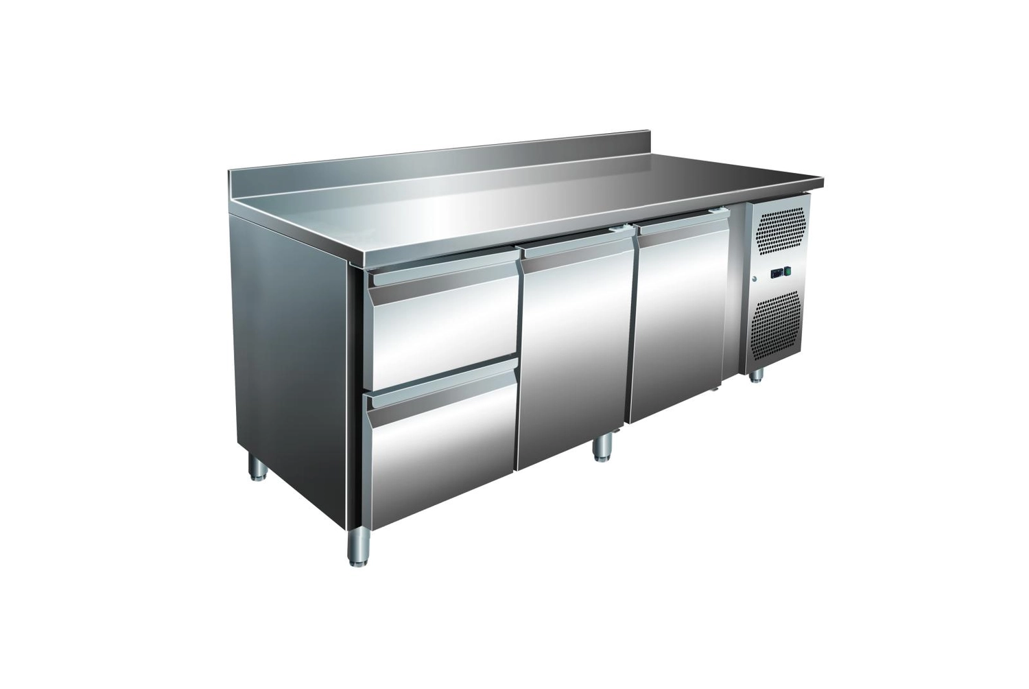 Bild von VIP Kühltisch mit 1x 2 Schubladen und 2 Türen und Aufkantung -2 bis +8°C 1.795x600x960 mm