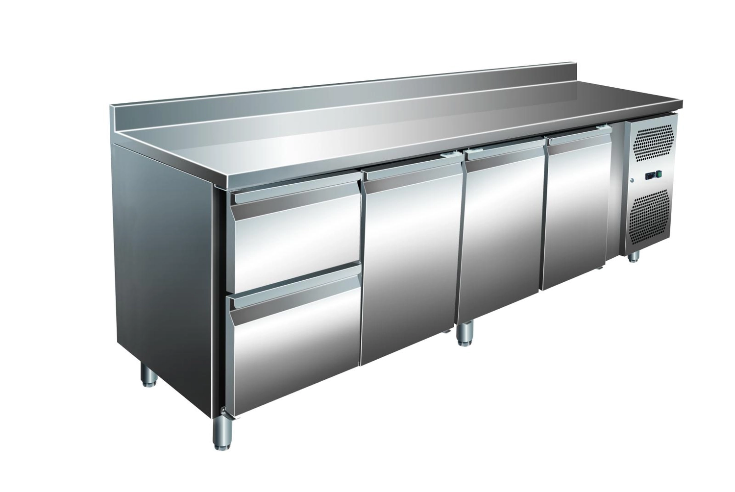 Bild von VIP Kühltisch mit 1x 2 Schubladen und 3 Türen und Aufkantung -2 bis +8°C 2.230x600x960 mm