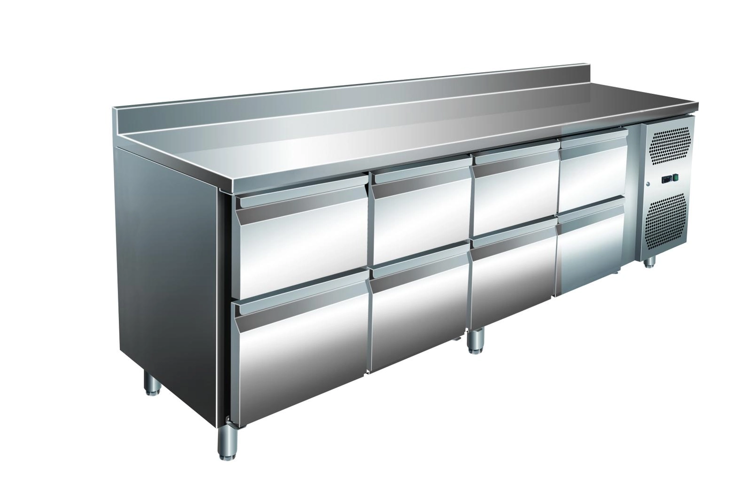 Bild von VIP Kühltisch mit 4x 2 Schubladen und Aufkantung -2 bis +8°C 2.230x600x960 mm