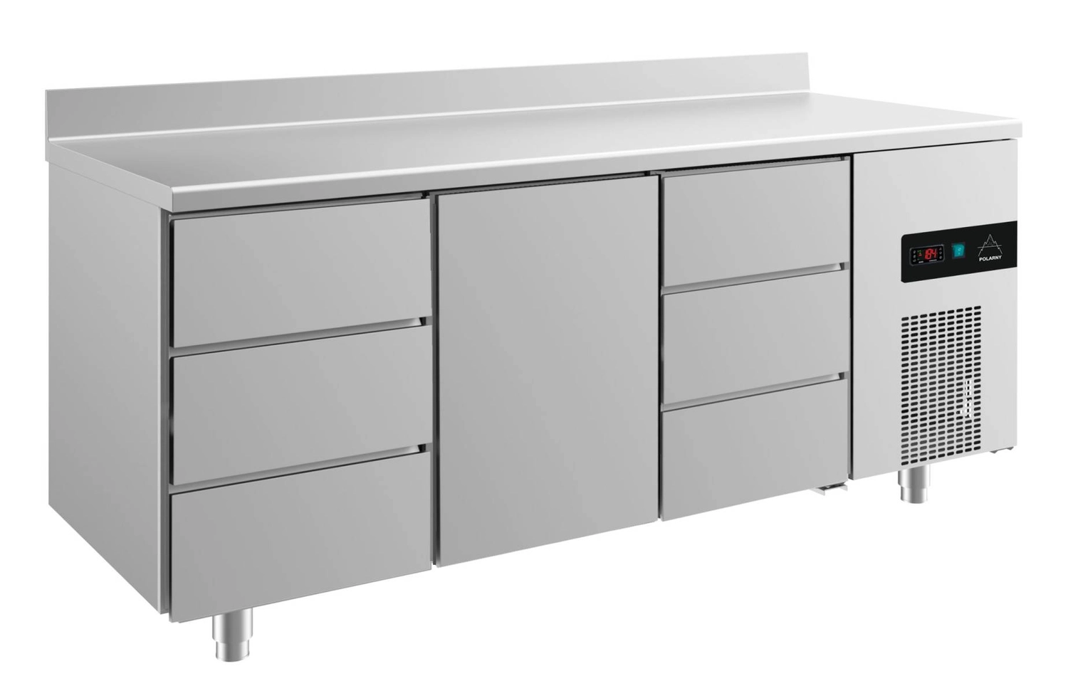 Bild von Kühltisch -2 bis +8°C 1865x700x850mm mit 1x Tür und 2x drei Schubladen u. Aufkantung