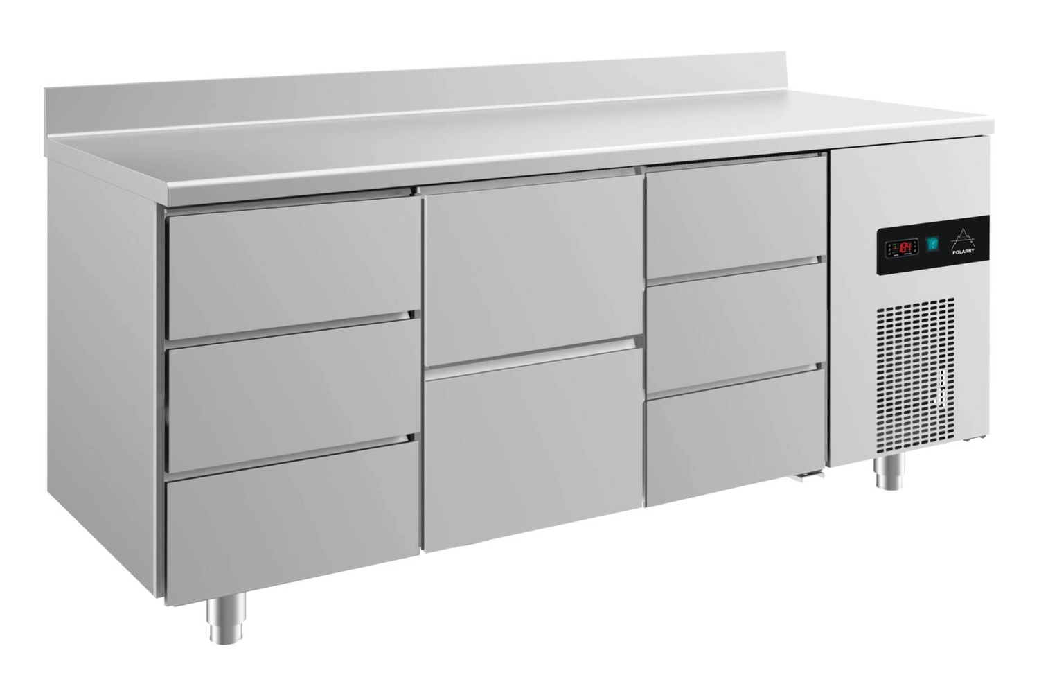 Bild von Kühltisch -2 bis +8°C 1865x700x850mm mit 1x zwei Schubladen und 2x drei Schubladen u. Aufkantung