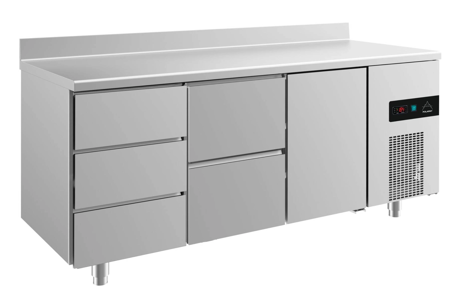 Bild von Kühltisch -2 bis +8°C 1865x700x850mm mit 1x Tür, 1x zwei Schubladen und 1x drei Schubladen u. Aufkantung