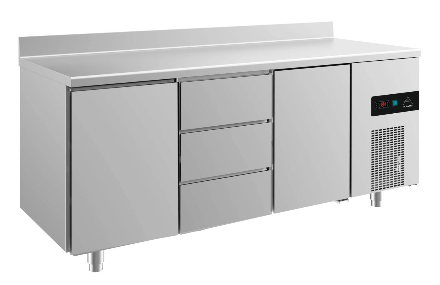 Bild von Kühltisch -2 bis +8°C 1865x700x850mm mit 2x Türen und 1x drei Schubladen u. Aufkantung