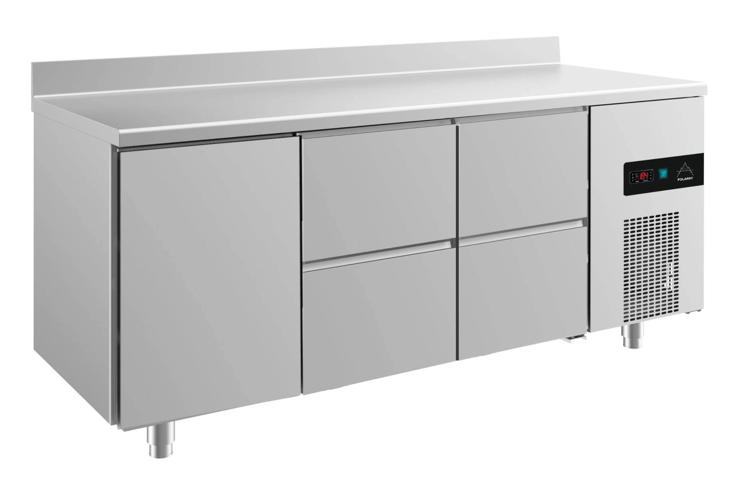Bild von Kühltisch -2 bis +8°C 1865x700x850mm mit 1x Tür und 2x zwei Schubladen u. Aufkantung