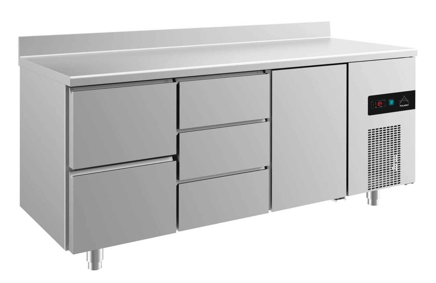 Bild von Kühltisch -2 bis +8°C 1865x700x850mm mit 1x Tür, 1x zwei Schubladen und 1x drei Schubladen u. Aufkantung