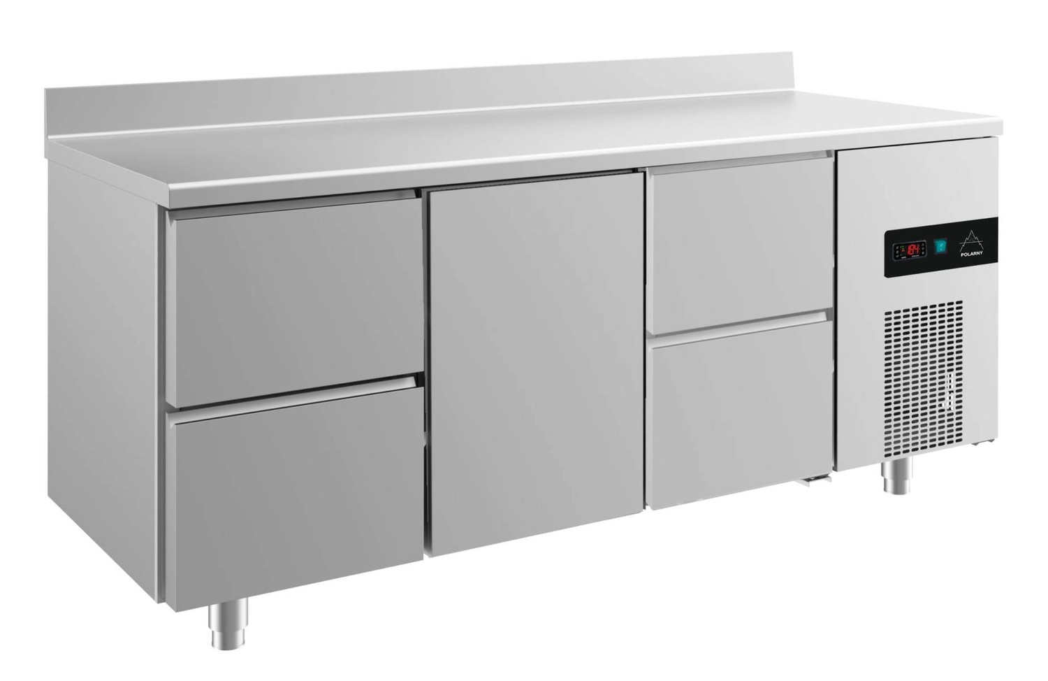 Bild von Kühltisch -2 bis +8°C 1865x700x850mm mit 1x Tür und 2x zwei Schubladen u. Aufkantung