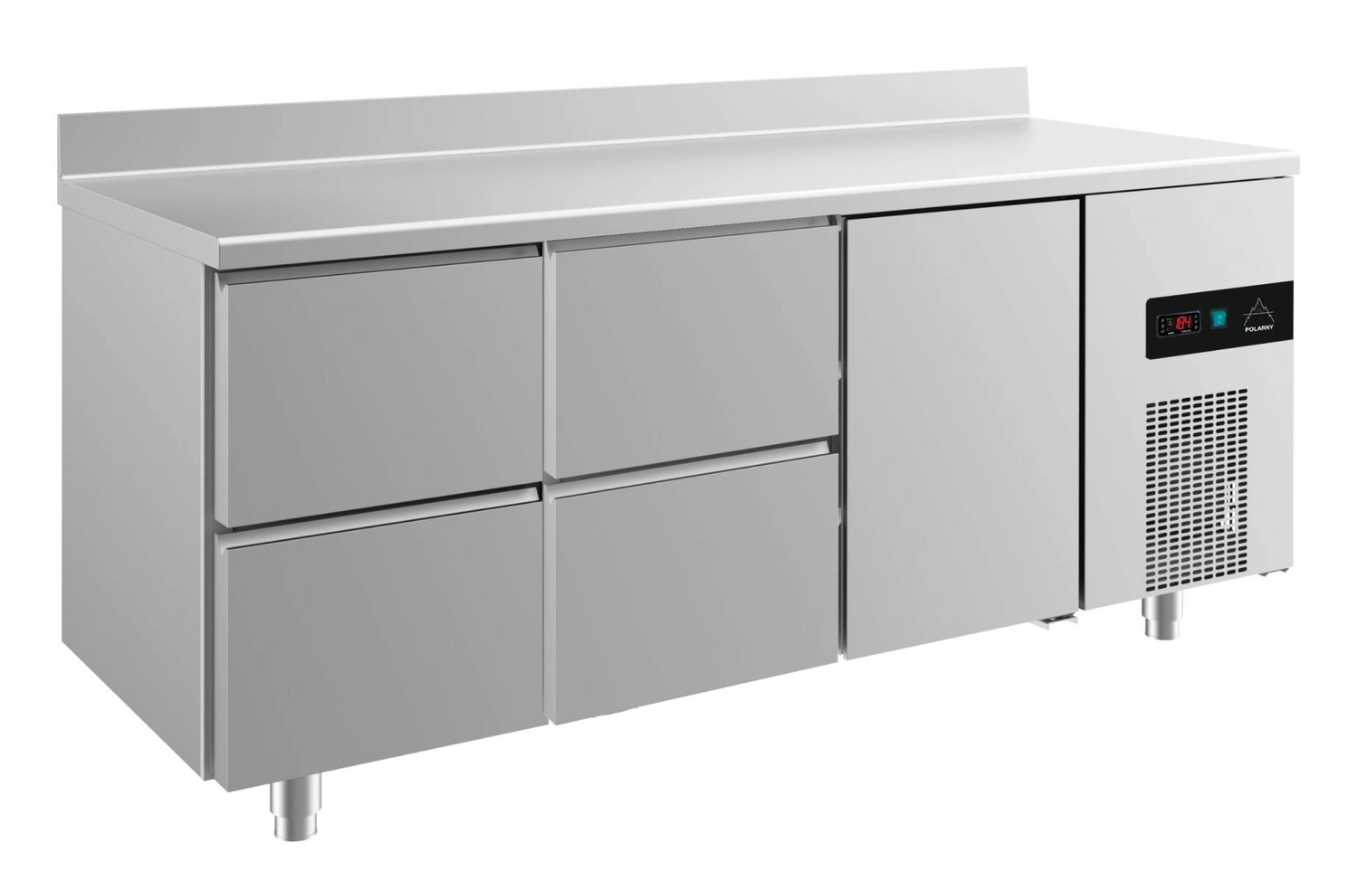 Bild von Kühltisch -2 bis +8°C 1865x700x850mm mit 1x Tür und 2x zwei Schubladen u. Aufkantung