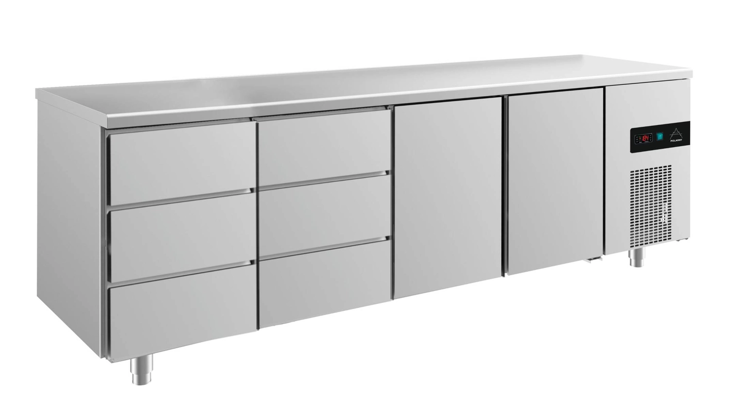 Bild von Kühltisch -2 bis +8°C 2330x700x850mm mit 2x Türen und 2x drei Schubladen