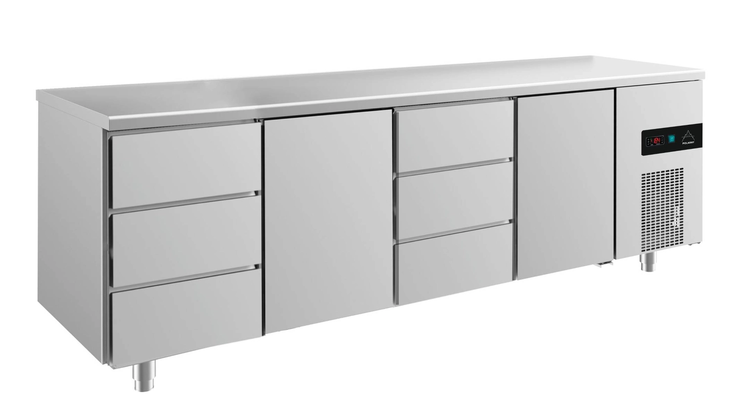Bild von Kühltisch -2 bis +8°C 2330x700x850mm mit 2x Türen und 2x drei Schubladen