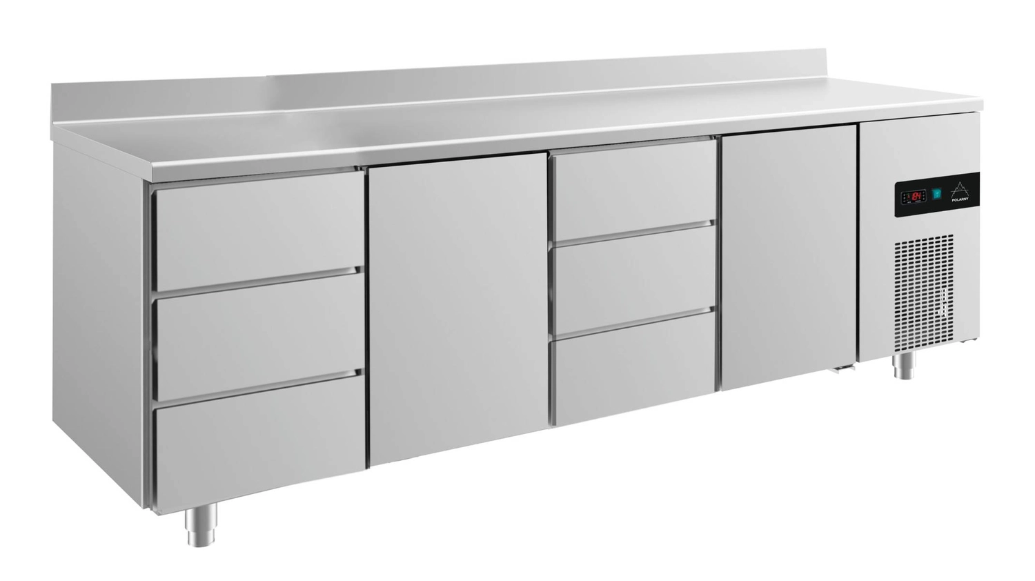 Bild von Kühltisch -2 bis +8°C 2330x700x850mm mit 2x Türen und 2x drei Schubladen u. Aufkantung