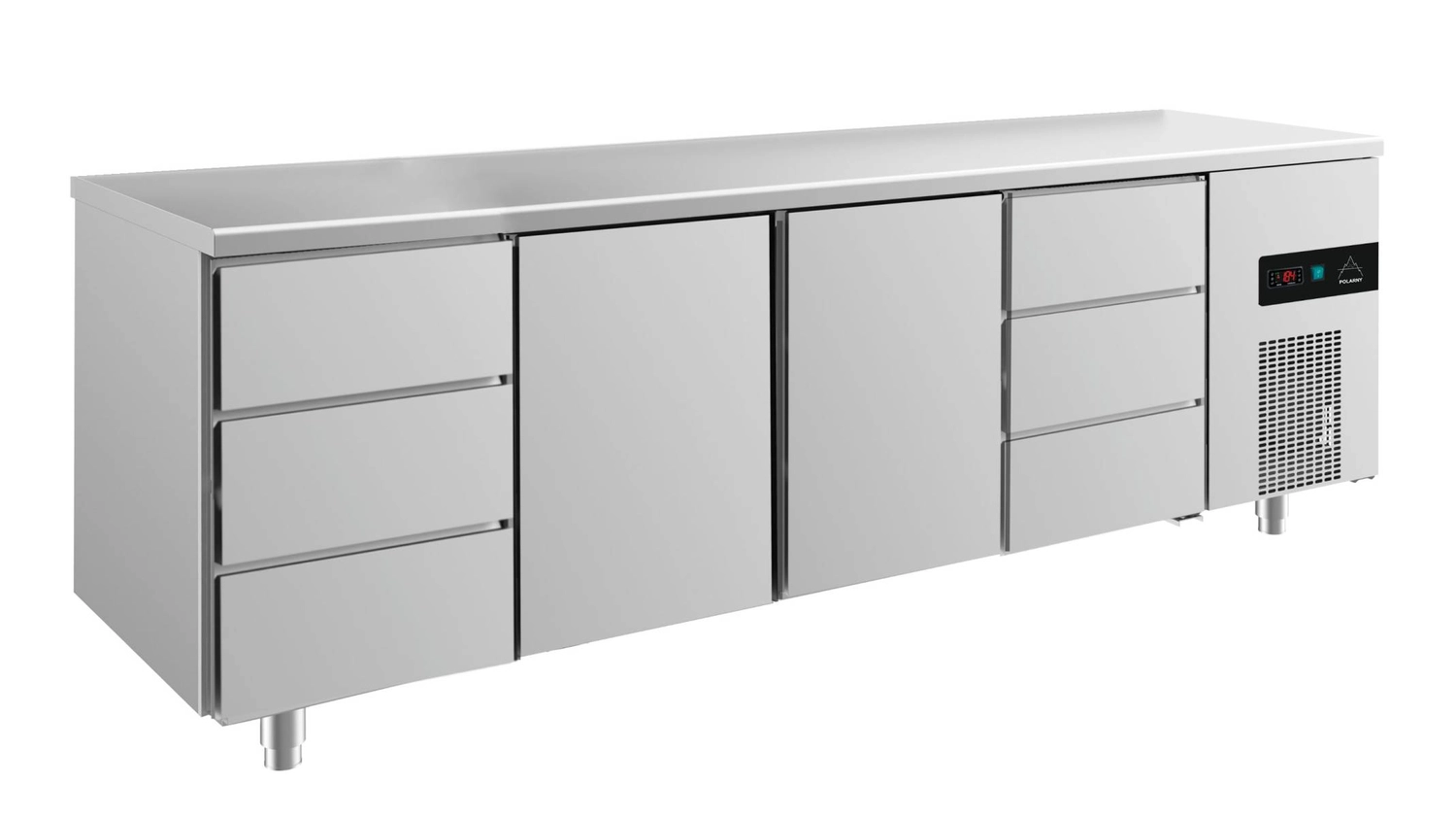 Bild von Kühltisch -2 bis +8°C 2330x700x850mm mit 2x Türen und 2x drei Schubladen