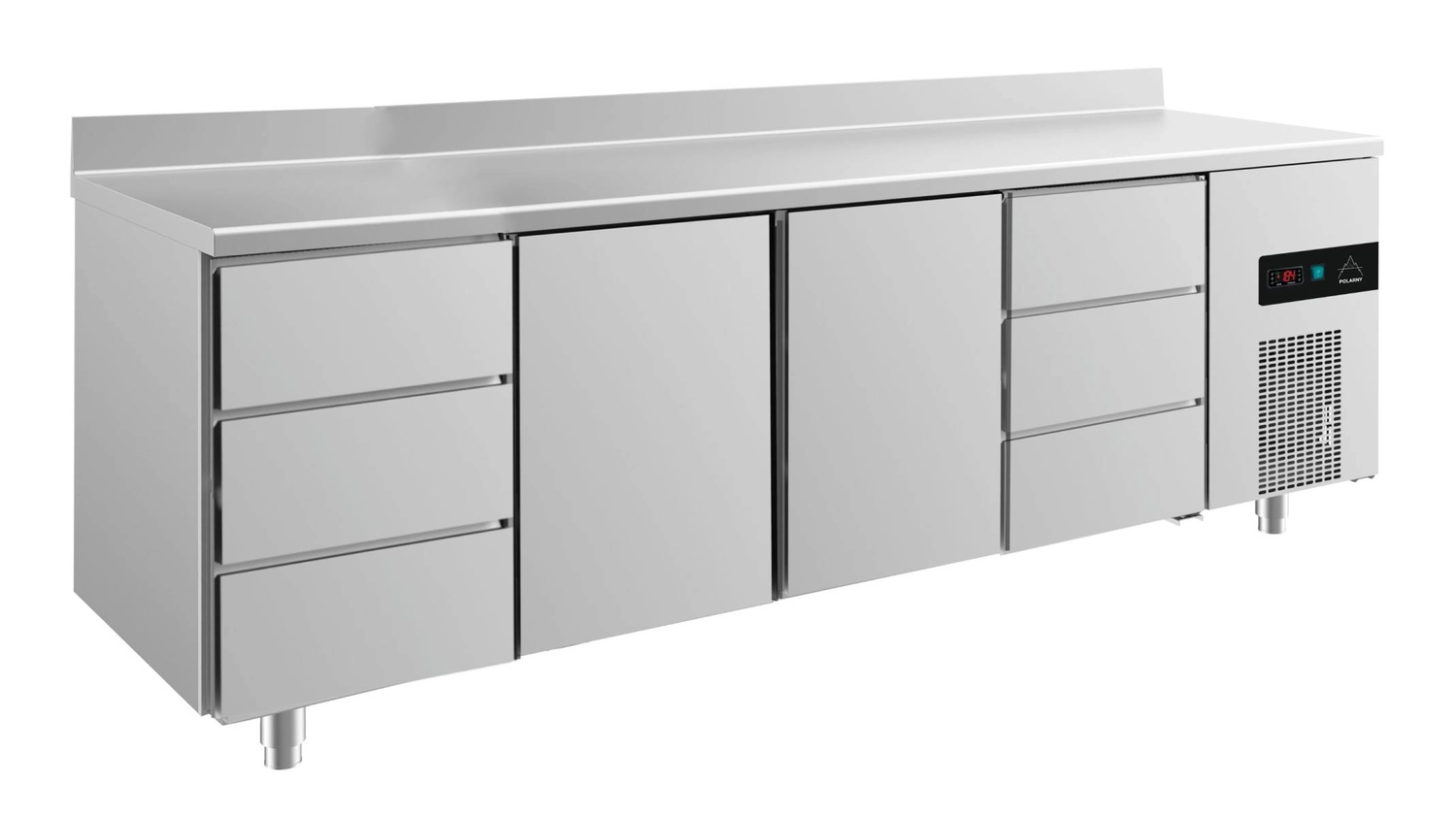 Bild von Kühltisch -2 bis +8°C 2330x700x850mm mit 2x Türen und 2x drei Schubladen u. Aufkantung