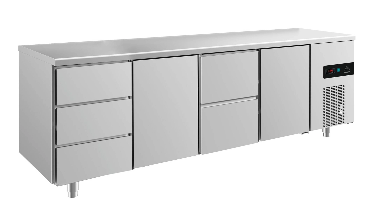 Bild von Kühltisch -2 bis +8°C 2330x700x850mm mit 2x Türen, 1x zwei Schubladen und 1x 3 Schubladen