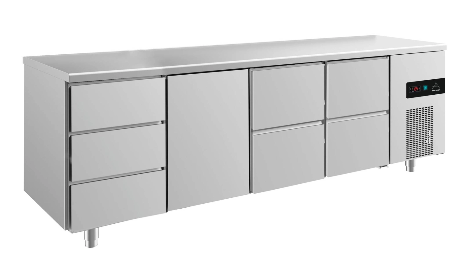 Bild von Kühltisch -2 bis +8°C 2330x700x850mm mit 1x Tür, 2x zwei Schubladen und 1x 3 Schubladen