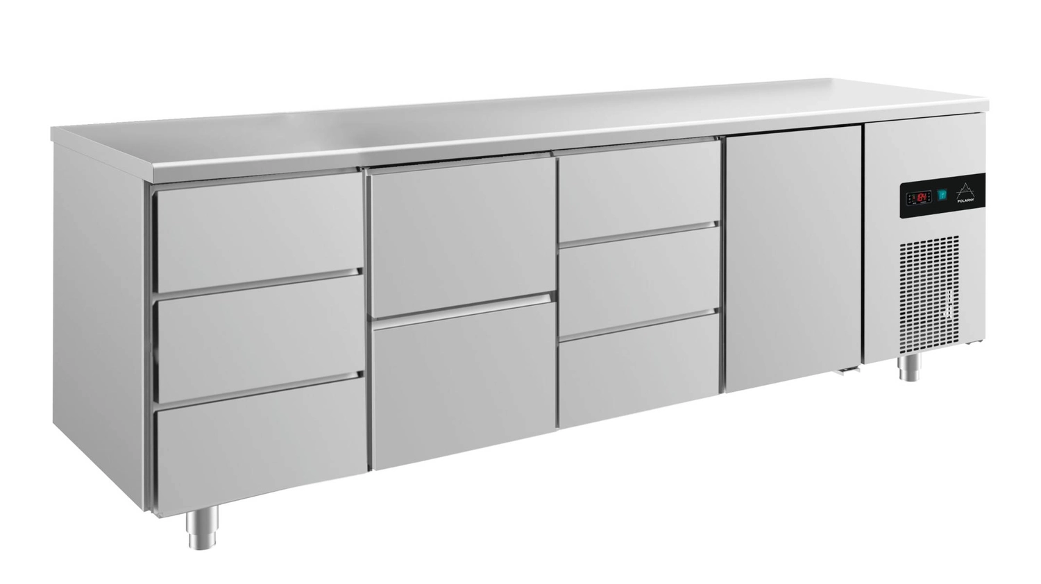 Bild von Kühltisch -2 bis +8°C 2330x700x850mm mit 1x Tür, 1x zwei Schubladen und 2x 3 Schubladen