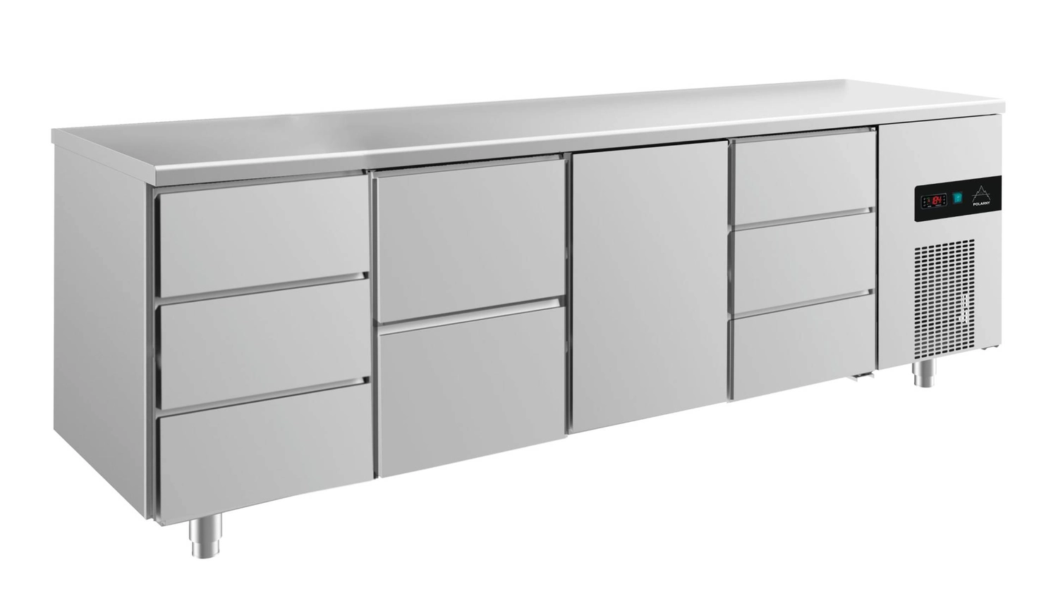 Bild von Kühltisch -2 bis +8°C 2330x700x850mm mit 1x Tür, 1x zwei Schubladen und 2x 3 Schubladen