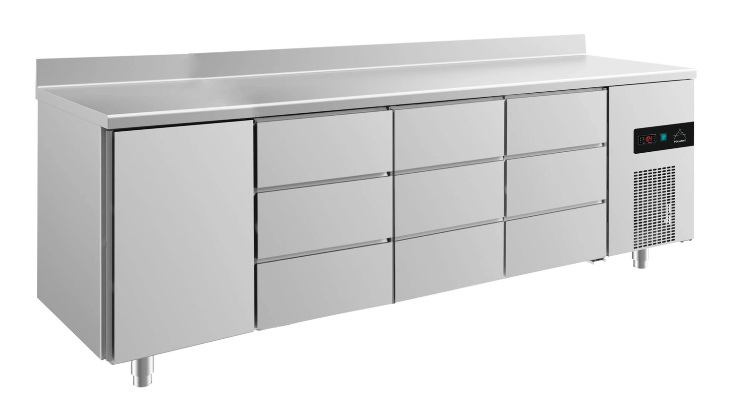 Bild von Kühltisch -2 bis +8°C 2330x700x850mm mit 1x Tür, 3x 3 Schubladen u. Aufkantung