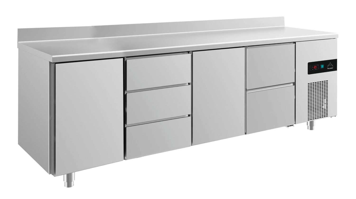 Bild von Kühltisch -2 bis +8°C 2330x700x850mm mit 2x Türen, 1x zwei Schubladen und 1x 3 Schubladen u. Aufkantung