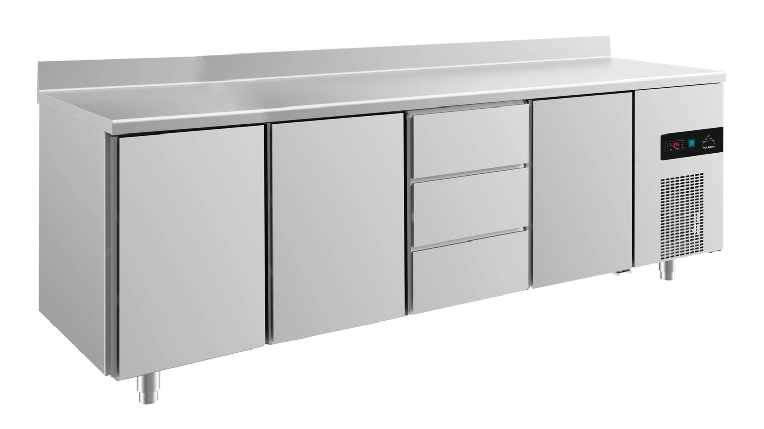 Bild von Kühltisch -2 bis +8°C 2330x700x850mm mit 3x Türen und 1x drei Schubladen u. Aufkantung