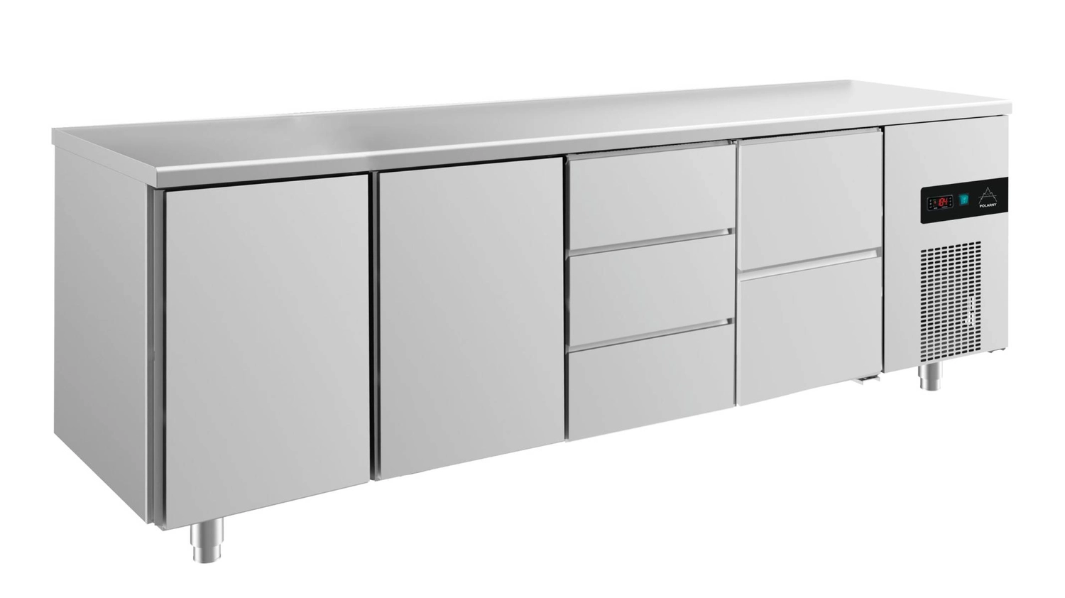 Bild von Kühltisch -2 bis +8°C 2330x700x850mm mit 2x Türen, 1x zwei Schubladen und 1x 3 Schubladen