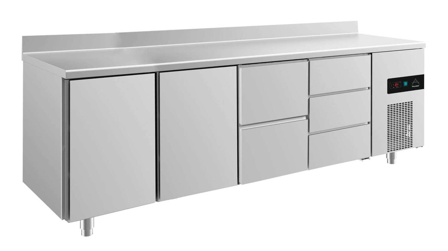 Bild von Kühltisch -2 bis +8°C 2330x700x850mm mit 2x Türen, 1x zwei Schubladen und 1x 3 Schubladen u. Aufkantung