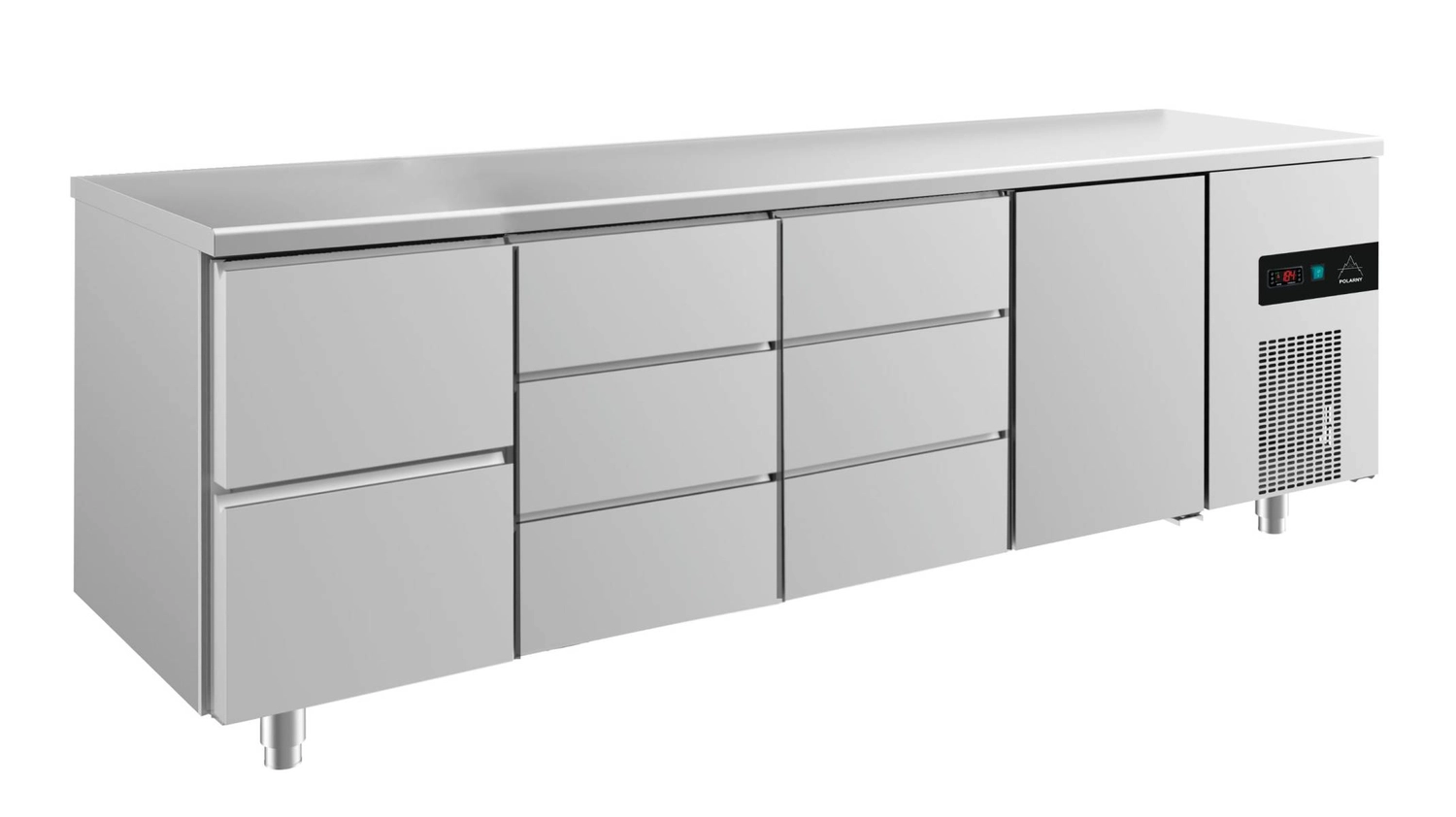 Bild von Kühltisch -2 bis +8°C 2330x700x850mm mit 1x Tür, 1x zwei Schubladen und 2x 3 Schubladen