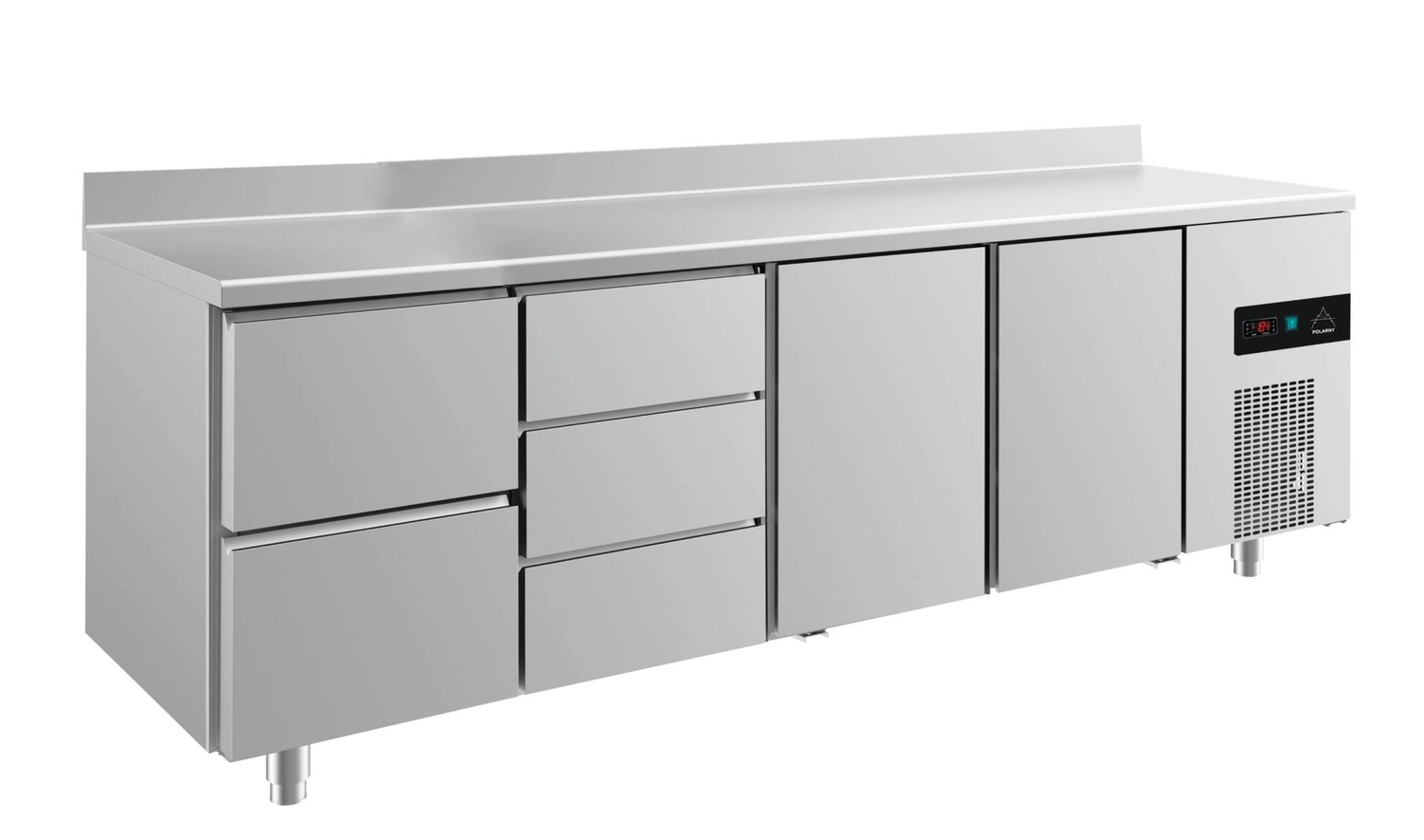 Bild von Kühltisch -2 bis +8°C 2330x700x850mm mit 2x Türen, 1x zwei Schubladen und 1x 3 Schubladen u. Aufkantung