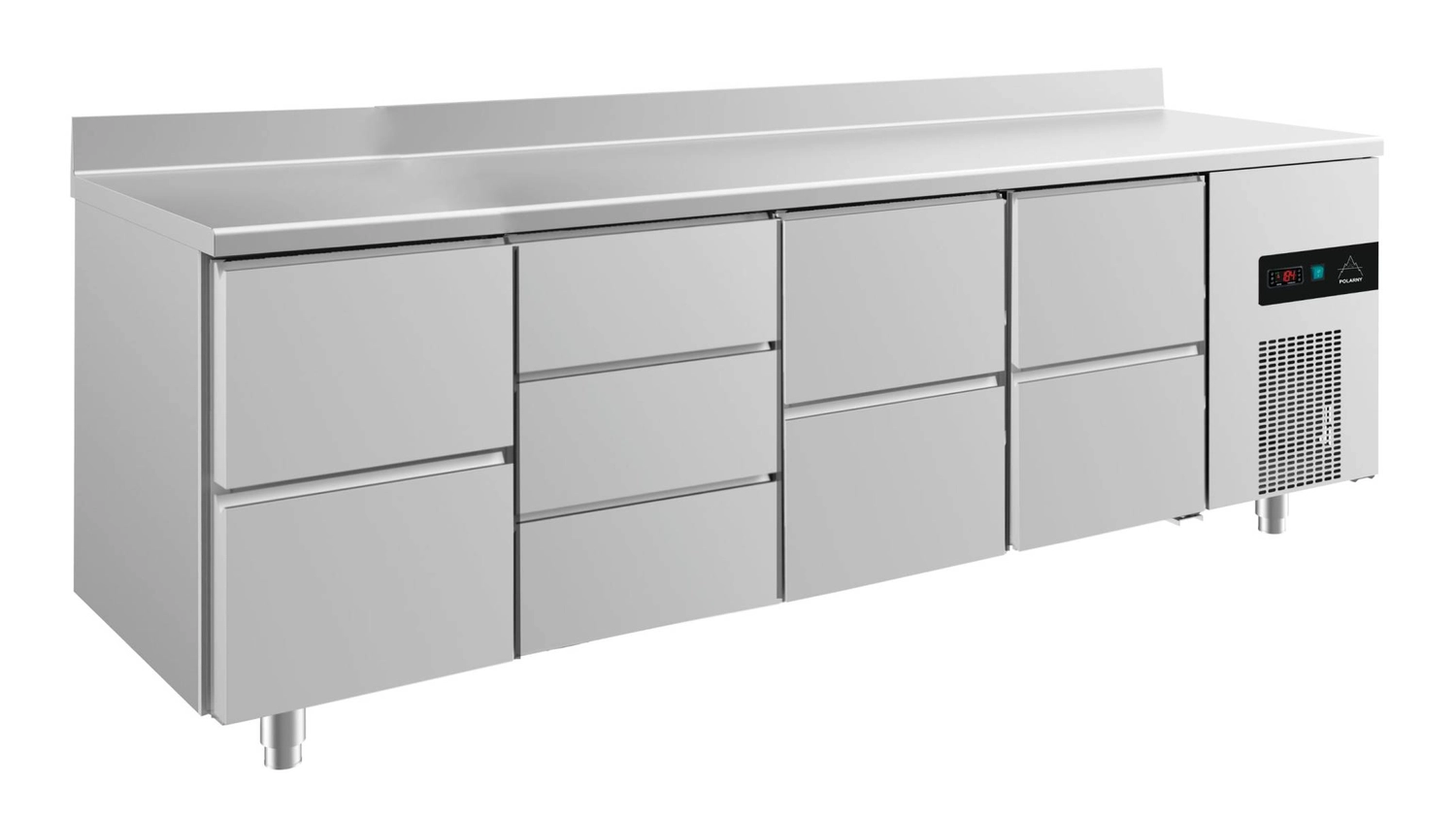 Bild von Kühltisch -2 bis +8°C 2330x700x850mm mit 3x zwei Schubladen und 1x drei Schubladen u. Aufkantung