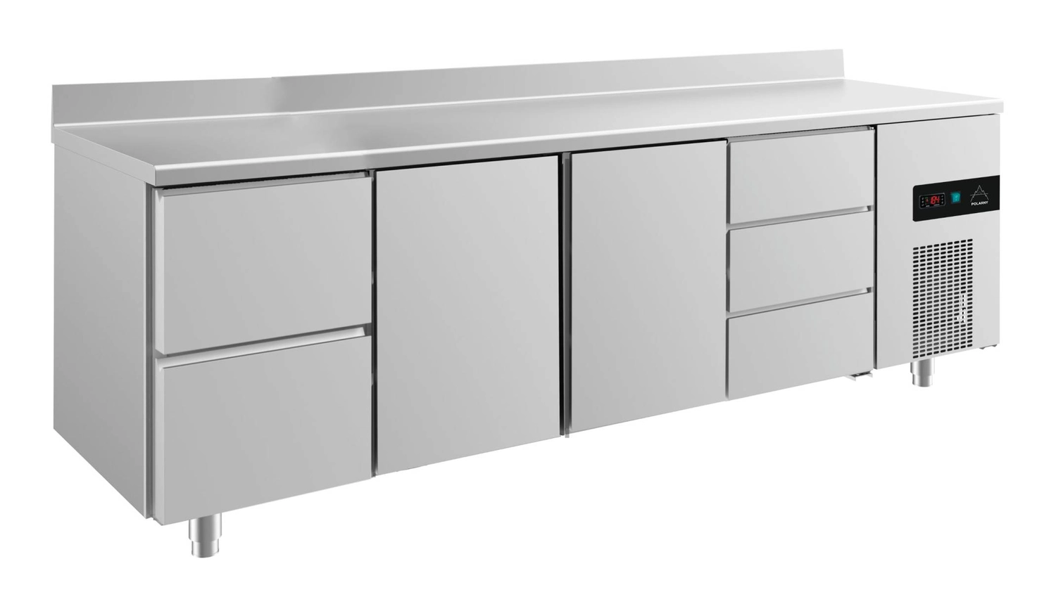 Bild von Kühltisch -2 bis +8°C 2330x700x850mm mit 2x Türen, 1x zwei Schubladen und 1x 3 Schubladen u. Aufkantung
